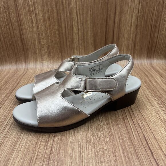 SAS Suntimer Leather Sandals Lusso (Gold) Women’s Size 7.5 M Hook And Loop Shoes - Picture 3 of 8